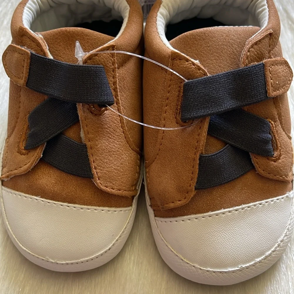 Carter's Brown & White Baby Boy Infant Soft Slip-On Sneakers Casual Crib Shoes